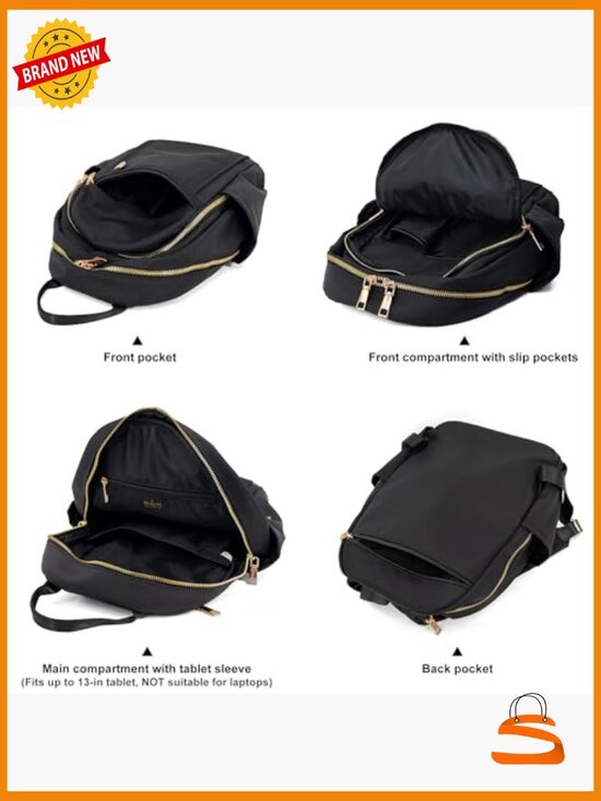 Compact Mini Backpack Purse for Women, Chic Daypack with Gold Hardware,